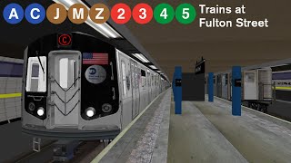 OpenBVE Virtual Railfanning: A, C, J, M, Z, 2, 3, 4, and 5 Trains at Fulton Street