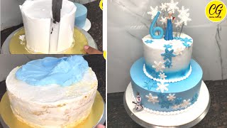 Two tier frozen theme cake | simple and easy frozen cake decoration | Elsa Cake | cake guruji