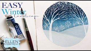 EASY Winter Landscape in Watercolor/ Christmas Card Ideas