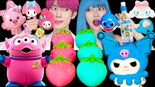 ASMR ICE CREAM PINK BLUE PARTY 다양한 블루 핑크 아이스크림 젤리 먹방 DESSERTS JELLY CANDY MUKBANG EATING SOUNDS 咀嚼音