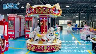 EPARK 6 people Carousel Amusement Park Coin Operated Kids Carousel Merry Go Round Horse Swing Ride