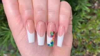 Step by Step: How To Deep French Pink White Acrylic Nails