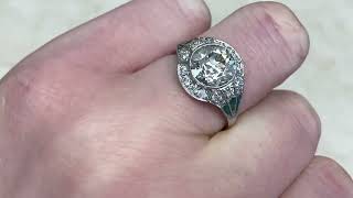 2.42ct Center Old European Cut Diamond and Emerald Engagement Ring - Luso Ring - Hand Video