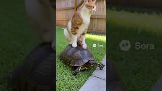 SORA 2 – Ultra-Realistic AI Video: A Cat Riding a Turtle in 4K 😻🐢 (Looks Totally Real!)
