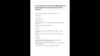 FL Community Association Management Exam Questions and Answers 100% Verified