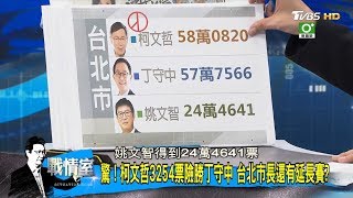 台北市長柯文哲3254票險勝丁守中！投票延誤助柯P翻盤？少康戰情室 20181125