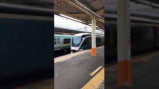 【サフィール踊り子】E261東海道線を追越し通過して行くシーン《Odorico》@大船駅.2021 #shorts