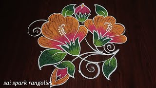 aadi velli spl flowers rangoli | creative latest kolangal | daily rangoli @saisparkrangolies