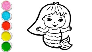 Happy Mermaid Drawing, Painting and Coloring For Kids and Toddlers_ How to Draw Mermaid | Kids Art