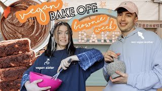 making VEGAN BROWNIES with my brother (bake off style)