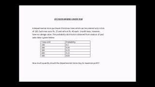 Decision making under risk - Example 1