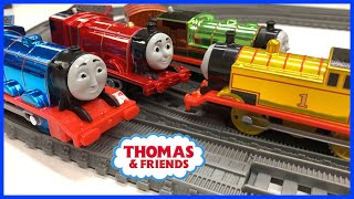 Metallic Percy, Thomas, Gordon, and James Motorized Train 4 Pack - Trackmaster -  Pretty Cool!