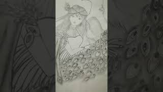 day 100 sketching 😊  peacock goddess # idea from huta chan