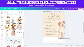 Ep8 | Dog Walking Flyer Template | 100 Digital Products to Design in Canva