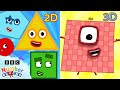 2d and 3d Numberblocks Compared! | Learn shapes & learn to count |@Numberblocks