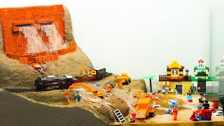LEGO DAM BREACH EXPERIMENT - Emergency Water Discharge cause landslide and flooding Diorama