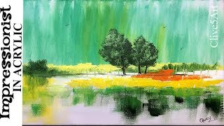 Impressionist Trees , Easy Acrylic Painting Tutorial