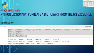 Python Dictionary: Populate a dictionary from the MS Excel file