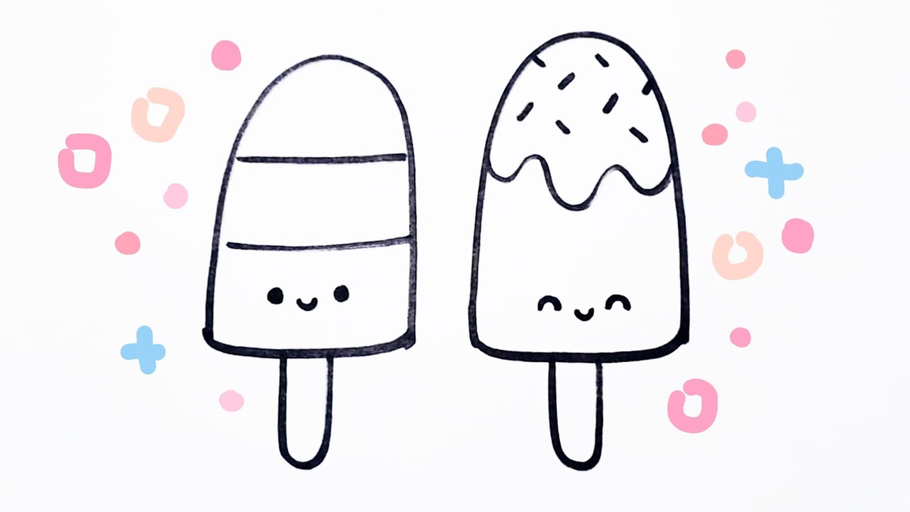 How To Draw Cute Popsicles Icepop Easy Step-by-step Drawing Process ...