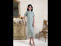 short sleeve floral silk cotton tea length retro cheongsam day dress