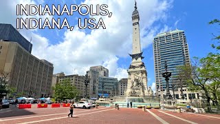 Indiana Walking Tour, USA: Downtown Indianapolis - 4K