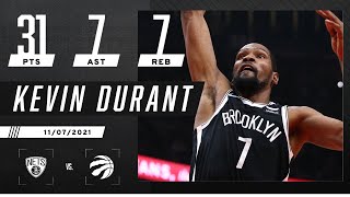 Kevin Durant records 31 PTS & 7 AST to help Nets put away the Raptors 🔥