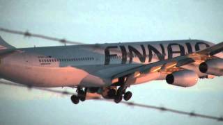 Finnair new livery A340-313X takeoff at Helsinki airport