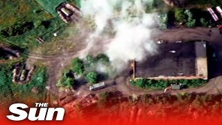 Ukrainian artillery destroy Russian military vehicles