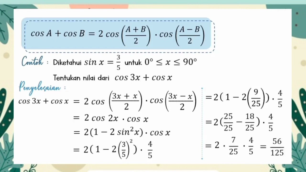 Rumus Trigonometri Penjumlaha Dan Pengurangan Untuk Sin, Cos Dan Tan ...