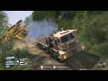 spintires mudrunner recovery huge crash in river mercedes benz actros habrv volat 79086 cat 257m