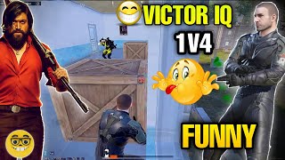 VICTOR IQ 1v4 FUNNY IN BGMI | 😂 FUNNY COMMENTARY GAMEPLAY IN BGMI | AMOP