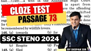 SSC STENO 2024 I CLOZE TEST 73 I BEST TIPS AND TRICKS I By Deepak Sir I #ssc  #sscstenographer 2024