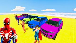 SUV CARS Racing Challenge | COLOR SUV CARS Transportation in Spiderman Cartoon vs Colors