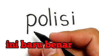 WOW, belajar cara menggambar kata POLISI jadi kartun keren