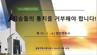 들꽃푸른샤론교회 ㅣ주일오전예배(240630)ㅣ엄인영 목사ㅣ계13:1-4 | 짐승들의 통치를 거부해야 합니다!