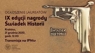 🎤 Ogłoszenie laureatów nagrody IPN: Świadek Historii 2020 – konferencja prasowa