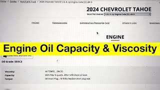 2024 Chevrolet Tahoe Engine Oil Capacity & Viscosity