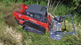 Loftness TimberAx Mulching head on Kubota SLV95 2S - raw footage 160630 2