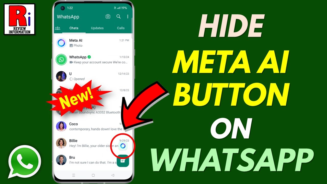 How To Hide The Meta AI Button On WhatsApp (New Update) - YouTube