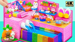 Make Magnet Balls Swimming Pool in Cute Pink Bunny Bedroom, Kitchen, Bathroom ❤️ DIY Miniature House