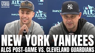 Giancarlo Stanton \u0026 Aaron Boone React to Yankees Making 2024 World Series, ALCS Win vs. Cleveland