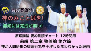 【原理講論 13 要約訓読チャート12時間用】前編 第二章 堕落論 第六節 神が人間始祖の堕落行為を干渉したまわなかった理由