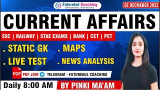 DAILY CURRENT AFFAIRS 2022 | Current Affairs Today |  SSC | RAILWAY | BANK | STATE | BY PINKI MA'AM