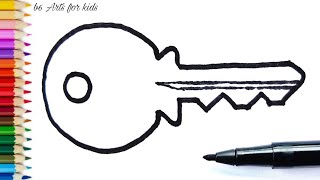 How to draw a Key for kids | Key Drawing Lesson Step by Step