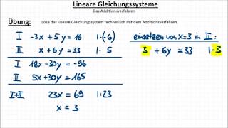 Übung zum Additionsverfahren, lineares Gleichungssystem rechnerisch lösen, #11, LGS