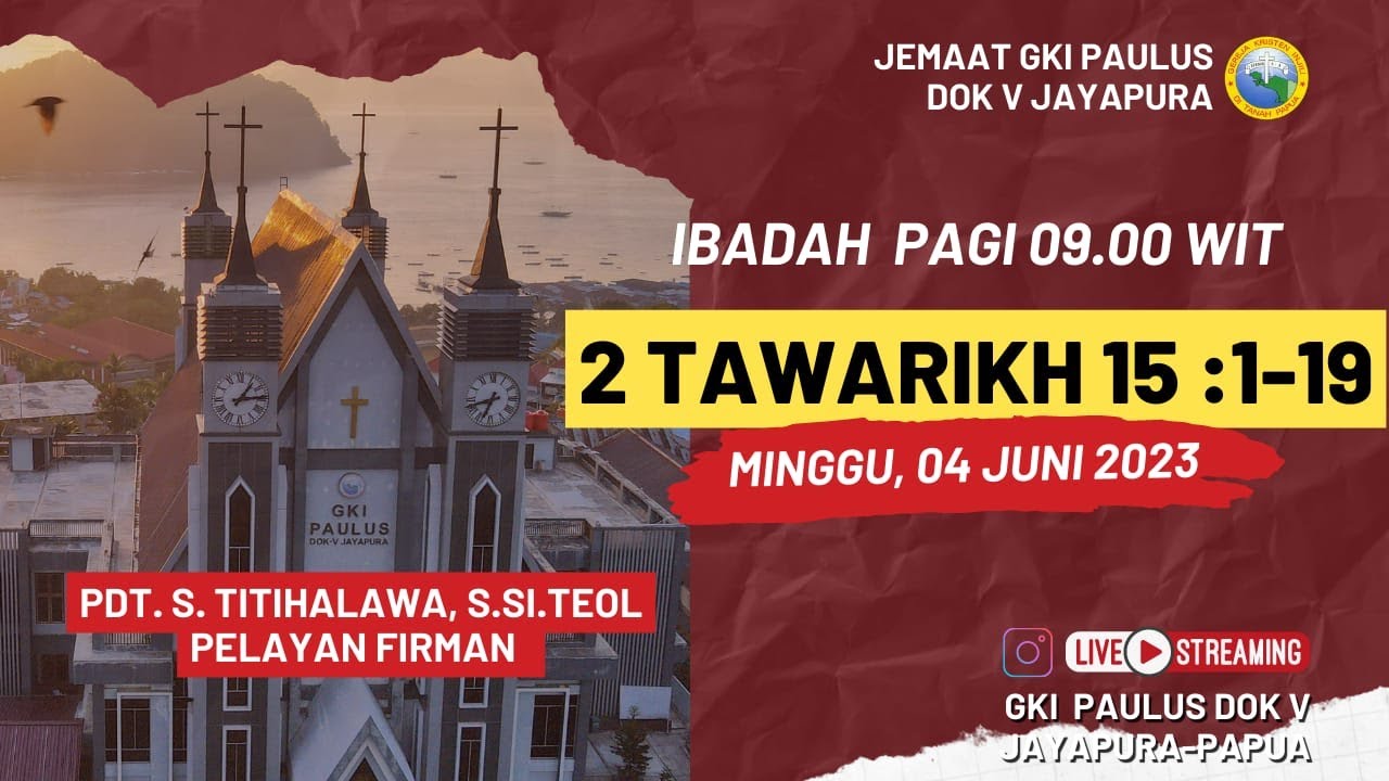 IBADAH MINGGU (SUBUH) | 4 JUNI 2023 | DILAYANI OLEH PDT. S. TITIHALAWA ...