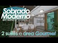 PROJETO CASA PEQUENA 133M² - SOBRADO - LOTE 7M X 20M - 2 SUÍTES E ÁREA GOURMET