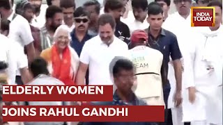 Elderly Women And Kids Joins Rahul Gandhi And Other Leaders In Mandya During Bharat Jodo Yatra