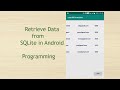 Retrieval of User Information from SQLite Database in Android Programming