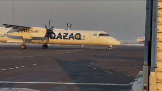 Qazaq Air Bombardier DHC-8 Q400NG Taxiing for Takeoff | Almaty Airport